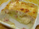 Gratin de chou-fleur, pommes de terre, fromage et jambon