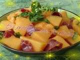 Salade de melon, magret fumé