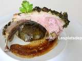 Carré d’agneau en croute d’herbes, dôme de brèdes jus corsé d’agneau - Pâques