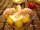 Crevettes au fromage frais mangue et curry