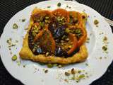 Tartelette fine aux mandarines confites, ganache chocolat et pistaches