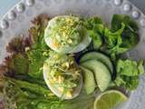 Assiette d’avocats et oeufs « mimosa » sauce avocat