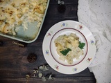 Gratin de chou-fleur, pommes de terre et topinambours au morbier