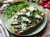 Bruschetta aux courgettes & asperges rôties