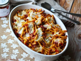 Gratin de macaronis aux tomates, courgette & mozzarella