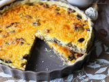 Quiche aux champignons, bacon & cheddar