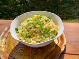 Printemps – Risotto de coquillettes aux petits pois et citron confit