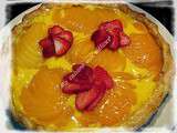 Tarte aux peches au sirop, creme patissiere