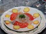 Carpaccio de St Jacques aux pommes de terre et betteraves chiogga