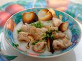 Duo de Ris de Veau et Saint Jacques sur une crème de topinambours et chips de topinambours