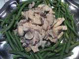 Lamelles de poulet et champignons en sauce cumin (et haricots verts en accompagnement)