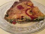 Tarte salée (style quiche) au pesto de fanes de carottes et aux tomates