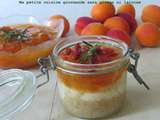 Verrine au souchet avec sa compotée aux abricots, à la fleur d'oranger et au romarin