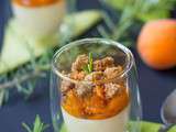 Verrine Abricot-romarin, mousse vanille et crumble noisette