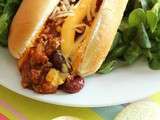 Hot chili con carne cheddar sandwich