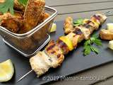 Brochettes de dinde au citron et saucisses