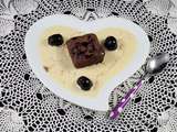 Crème anglaise cerises amarena et brownie