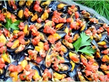 Moules en vinaigrette de tomates...c'est frais et c'est idéal en cette période de fin d'été