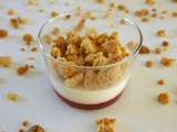 Panna cotta vanille, framboises et crumble