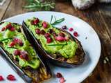 Aubergines au four guacamole et grenade