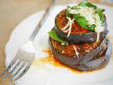 Millefeuille d’aubergine épinards et sauce tomate