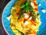 Omelette asperges, feta et menthe