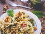 Spaghettis pesto oseille et noix