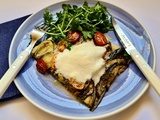 Tarte fine aux aubergines, courgettes, mozzarella