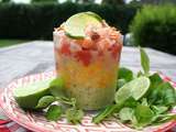 Verrine de crevettes avocats et pamplemousse