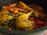 Poulet en cocotte et ses petits pois carottes