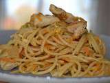 Spaghettis façon nouilles sautées au poulet