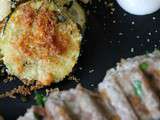 Courgettes en croûte de parmesan et brochette de boeuf au paprika