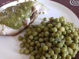 Filet de poulet au pesto et petits pois au thym citron