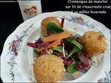 Cromesquis de munster sur lit de choucroute crue & sa mêlée hivernale