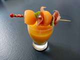 Gaspacho de melon, jambon cru et basilic (companion ou pas)