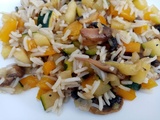 Poêlée courgettes, poivrons, champignons, riz