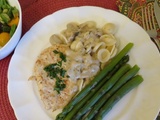 Escalopes de poulet, sauce crémeuse aux champignons