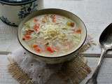 Soupe à l’ancienne ( comme un minestrone à l’orge perlé et fromage à raclette )