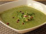 Soupe froide de courgette et pesto de roquette