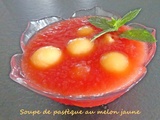 Soupe de pastèque au melon jaune