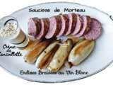 Endives braisées au vin blanc, saucisse de Morteau et crème de cancoillotte