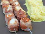 Brochettes de Saint-Jacques au jambon d'Auvergne à la plancha - riz au curry