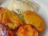 Nectarines et abricots au miel de thym à la plancha, glace vanille