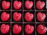 Chocolats fins : coeurs framboises-coco-vanille