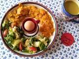 Patates douces au raz el hanout et coco + tagliatelles de courgette en salade