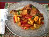 Poulet aux poivrons, patate douce, ananas