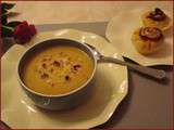 Veloute savoureux aux deux  patates  et ses roses de chorizo