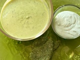 Cappuccino de petits pois et sa mousse au pesto menthe & Sablés au pesto menthe