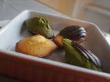 Madeleines au matcha, nappées de chocolat