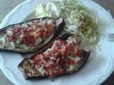 Aubergines farcies philadelphia lardons